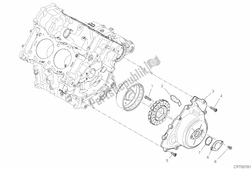 All parts for the Generator Cover of the Ducati Superbike Panigale V4 USA 1100 2019
